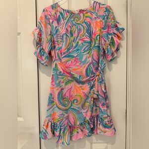 Lilly Pulitzer Darlah Stretch Floral Wrap Dress in Carnivale Coral pattern